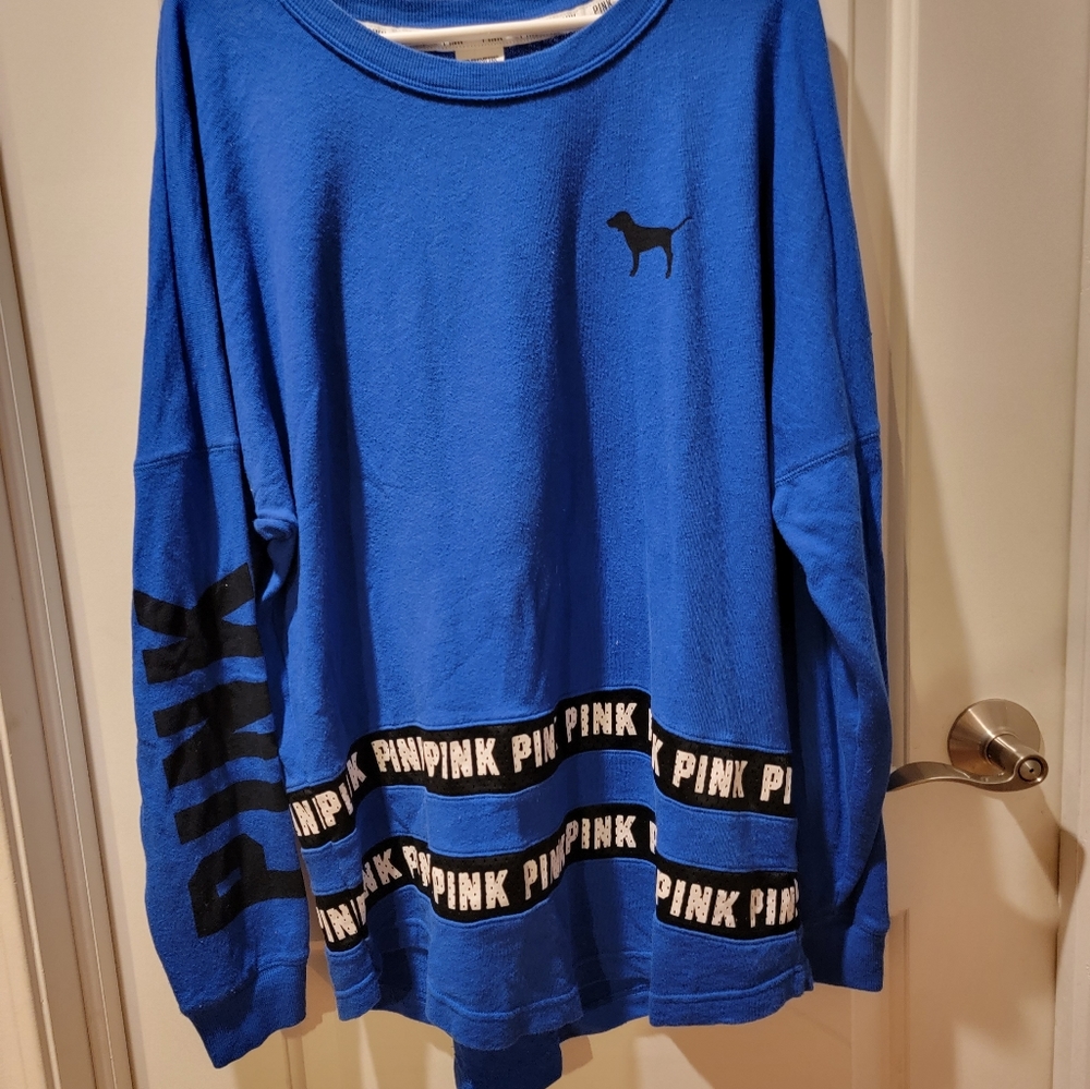 Victoria Secret PINK Blue Sweatshirt Size L